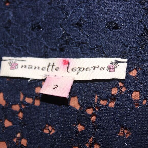 Nanette Leopore Blue Eyelet Short Sleeve Dress Women Size 2 - Picture 9 of 11